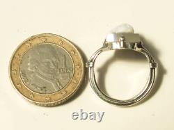 BELLE BAGUE ANCIENNE D'EPOQUE MILIEU XIXème en ARGENT avec CAMEE AGATE / T. 50