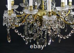 Baccarat, Grand Lustre 12 Lumières En Cristal Et Bronze, époque XIX ème Siècle