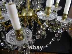 Baccarat, Grand Lustre 12 Lumières En Cristal Et Bronze, époque XIX ème Siècle