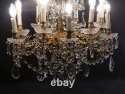 Baccarat, Grand Lustre 12 Lumières En Cristal Et Bronze, époque XIX ème Siècle