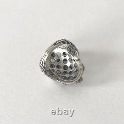 Bague ancienne en argent 800, grenats et turquoises Belle Époque fin XIXème