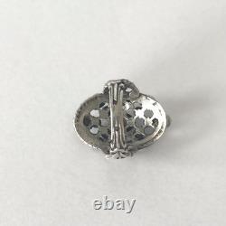 Bague ancienne en argent 800, grenats et turquoises Belle Époque fin XIXème