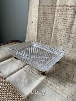 Baguier-vide poche en cristal taillé et bronze doré époque Empire XIXème