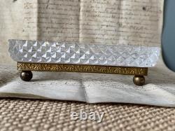 Baguier-vide poche en cristal taillé et bronze doré époque Empire XIXème Baguier-vide poche en cristal taillé et bronze doré époque Empire XIXème