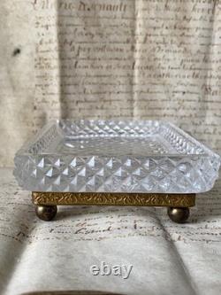 Baguier-vide poche en cristal taillé et bronze doré époque Empire XIXème