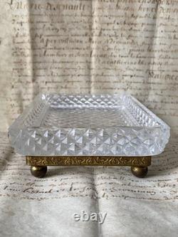 Baguier-vide poche en cristal taillé et bronze doré époque Empire XIXème