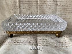 Baguier-vide poche en cristal taillé et bronze doré époque Empire XIXème