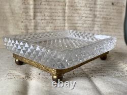 Baguier-vide poche en cristal taillé et bronze doré époque Empire XIXème