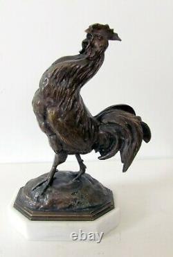 Barye sculpture en bronze du XIXeme siècle coq garanti d'époque