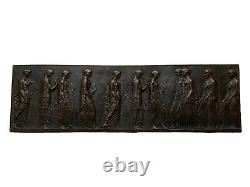 Bas-relief en Bronze Frise aux Personnages à lAntique Lettrés Époque XIX ème