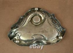 Bel Encrier Ancien En Argent Massif Epoque Art Nouveau 1900