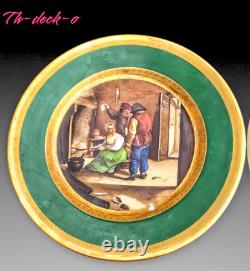 Belle Assiette Porcelaine De Paris Epoque Xixeme Scene De Taverne Teniers