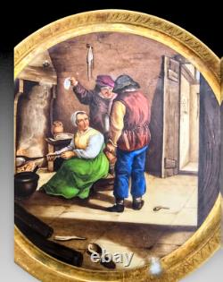 Belle Assiette Porcelaine De Paris Epoque Xixeme Scene De Taverne Teniers