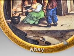 Belle Assiette Porcelaine De Paris Epoque Xixeme Scene De Taverne Teniers