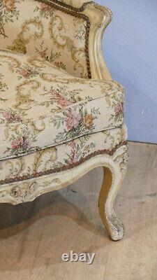 Bergère De Style Louis XV En Bois Peint, époque XIX ème Siècle