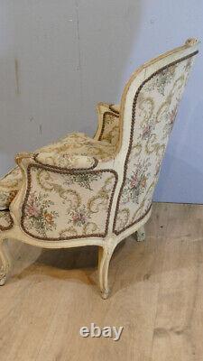 Bergère De Style Louis XV En Bois Peint, époque XIX ème Siècle