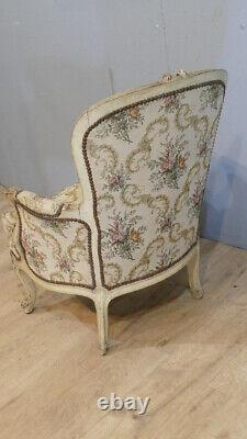 Bergère De Style Louis XV En Bois Peint, époque XIX ème Siècle