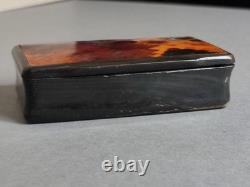 Boîte Tabatière en corne compressé avec placage d'écaille, d'époque XIXème