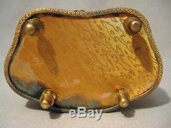 Boîte à bijoux en laiton doré et miniature porcelaine époque XIX ème siècle