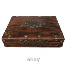 Boîte à jeu de quadrille époque fin XIXème en bois et laiton