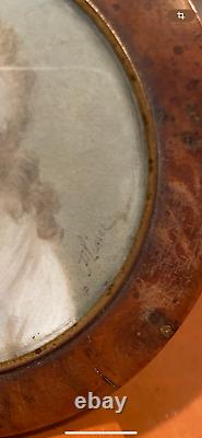 Boite placage de loupe signée, époque XIXème
