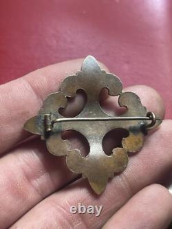 Broche XIXème Royaliste En Cuivre Patine D'epoque