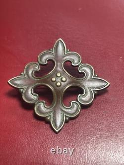 Broche XIXème Royaliste En Cuivre Patine D'epoque Broche XIXème Royaliste En Cuivre Patine D'epoque