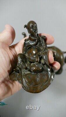 Bronze Chinois Ou Japonais, Dragon éléphant Avec Vieil Homme Sage, époque XIX èm
