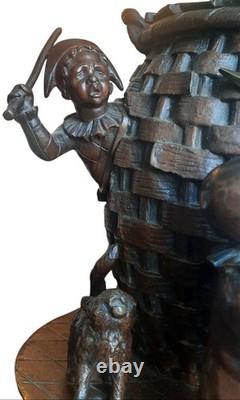 Bronze d' Emile CARLIER Pot à Tabac époque XIX ème au clair de la lune