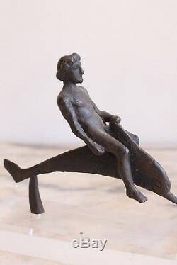 Bronze d'époque XIXème, Homme et Dauphin