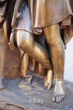 Bronze d'époque XIXème personnage mythologique la république pendule 31 cm