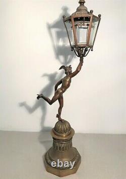 Bronze dieu Hermès veilleuse lanterne époque XIXème siècle