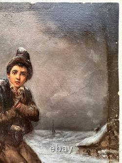 C. 1850+jeune Ramoneur +huile MI Xixeme +splendide+cadre D'époque++