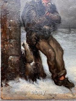 C. 1850+jeune Ramoneur +huile MI Xixeme +splendide+cadre D'époque++