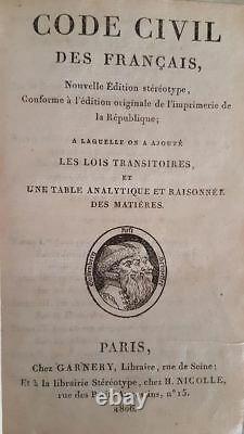 C1 NAPOLEON CODE CIVIL DES FRANCAIS 1806 Relie PLEIN CUIR D EPOQUE Bel Etat
