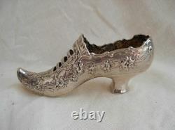 CHAUSSURE, ESCARPIN EN ARGENT, ANGLETERRE, POINCONS A IDENTIFIER, EPOQUE XIXème