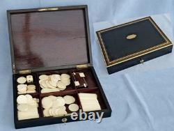COFFRET BOITE A JEUX Bois Noirci et Laiton Doré Epoque Napoléon III XIXème