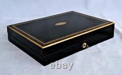 COFFRET BOITE A JEUX Bois Noirci et Laiton Doré Epoque Napoléon III XIXème