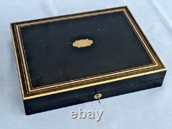 COFFRET BOITE A JEUX Bois Noirci et Laiton Doré Epoque Napoléon III XIXème