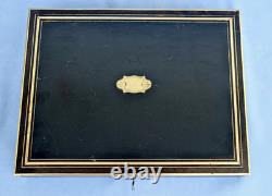COFFRET BOITE A JEUX Bois Noirci et Laiton Doré Epoque Napoléon III XIXème