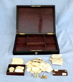 COFFRET BOITE A JEUX Bois Noirci et Laiton Doré Epoque Napoléon III XIXème