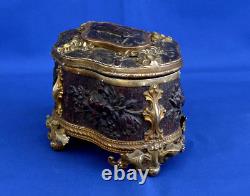 COFFRET Boîte à Bijoux Laiton Patiné et Doré Epoque Napoléon III XIXème Siècle