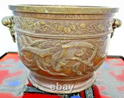 Cache pot bronze chine chinese bronze art antique chine phénix époque XIXème