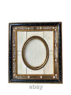 Cadre Porte-Photo Décor aux Perles Époque XIXème France Antique Photo Frame 19th