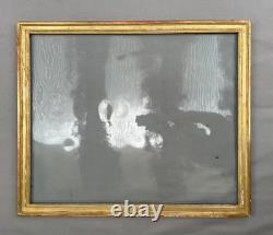 Cadre en bois et stuc doré, cadre ancien, vitre d'époque 67 x 80 cm