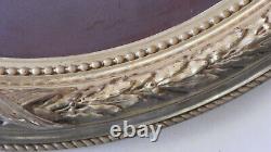 Cadre médaillon XIXeme doré feuille d'or Louis XVI laurier ruban vitre d'époque