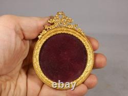 Cadre photo rond tondo Louis XVI en bronze ciselé et doré, époque fin XIX ème