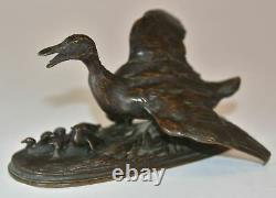 Canne avec ses 6 canetons bronze animalier par P. J Mêne Époque XIXème