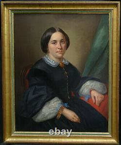 Caron Portrait de Femme d'Epoque Second Empire Ecole Française XIXème siècle HST
