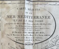 Carte marine ancienne Époque Début XIX em De la Méditerranée 1821